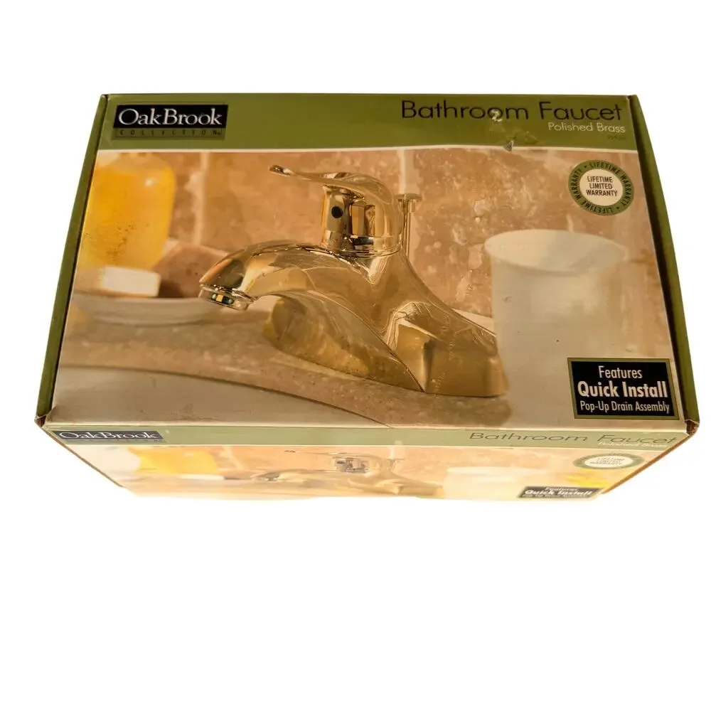 Oakbrook Collection Single Handle Bathroom Faucet Brass New Open Box